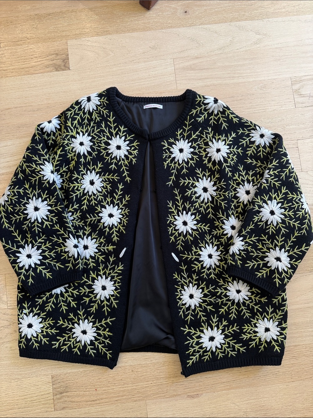 Frances Valentine Black Floral Embroidered Cardigan